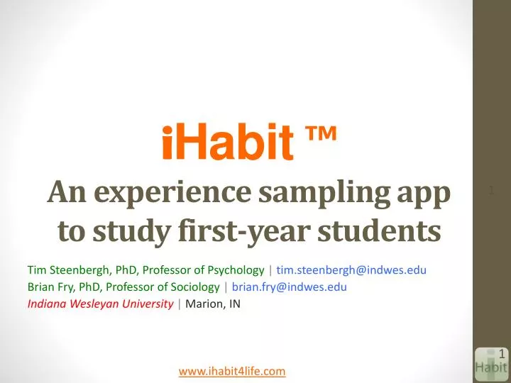 i habit an experience sampling app to study first year students