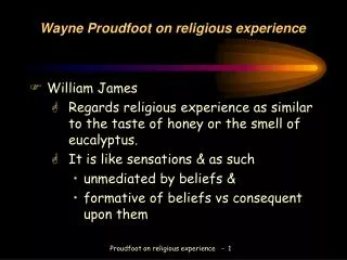 Wayne Proudfoot on religious experience