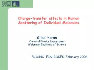 Gilad Haran Chemical Physics Department Weizmann Institute of Science