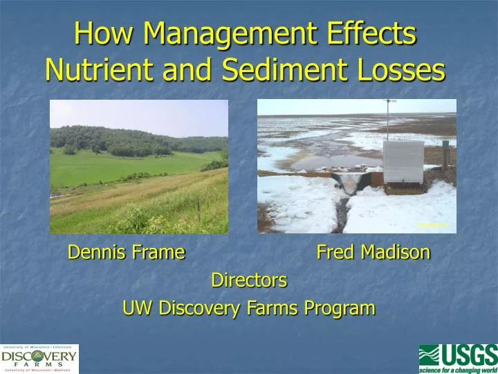 how management effects nutrient and sediment losses