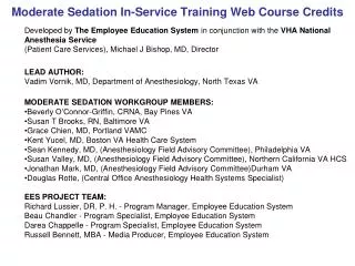 Moderate Sedation In-Service Training Web Course Credits