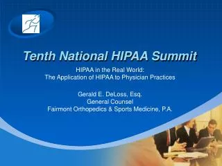 Tenth National HIPAA Summit
