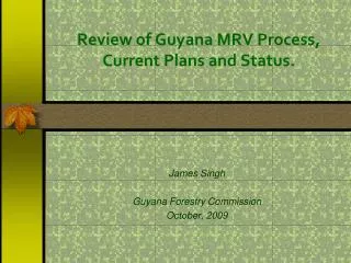 Review of Guyana MRV Process, Current Plans and Status.