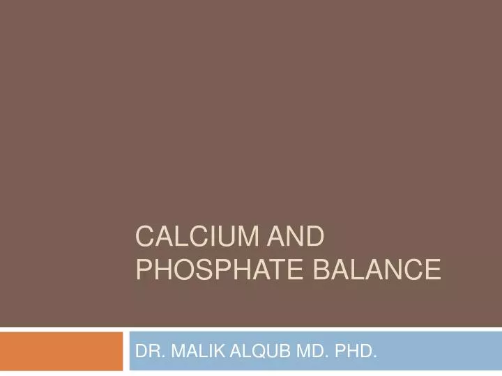 calcium and phosphate balance