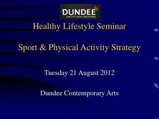 Healthy Lifestyle Seminar Sport &amp; Physical Activity Strategy