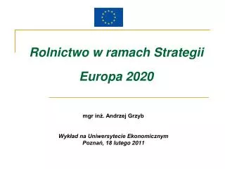 Rolnictwo w ramach Strategii Europa 2020