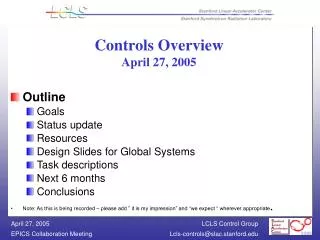 Controls Overview April 27, 2005