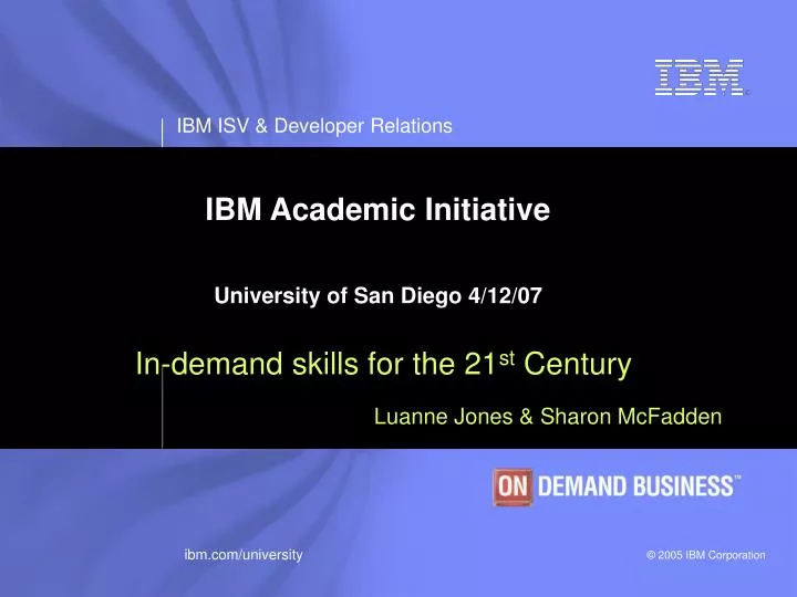 ibm academic initiative university of san diego 4 12 07