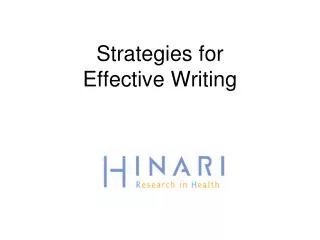 Strategies for Effective Writing