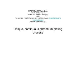 Unique, continuous chromium plating process