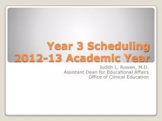 Year 3 Scheduling 2012-13 Academic Year