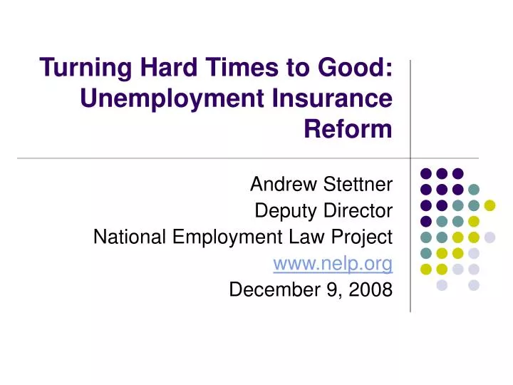 turning hard times to good unemployment insurance reform