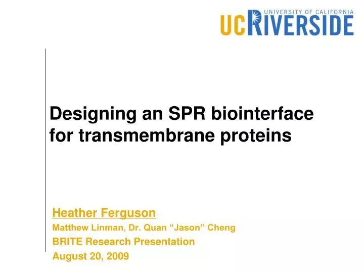 designing an spr biointerface for transmembrane proteins