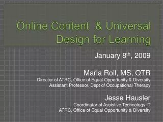 Online Content &amp; Universal Design for Learning