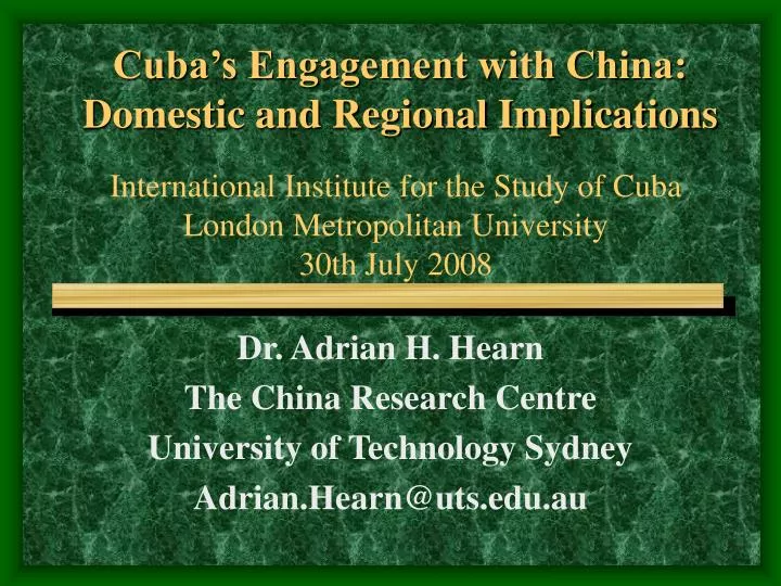 cuba s engagement with china domestic and regional implications