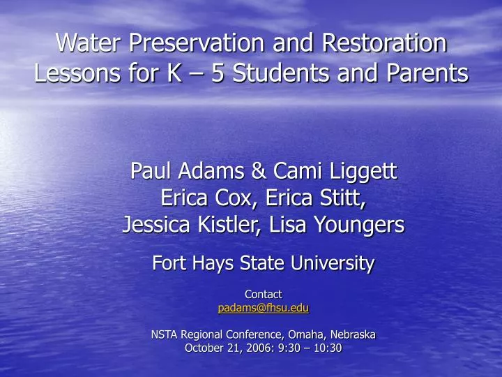 water preservation and restoration lessons for k 5 students and parents