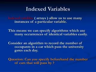Indexed Variables