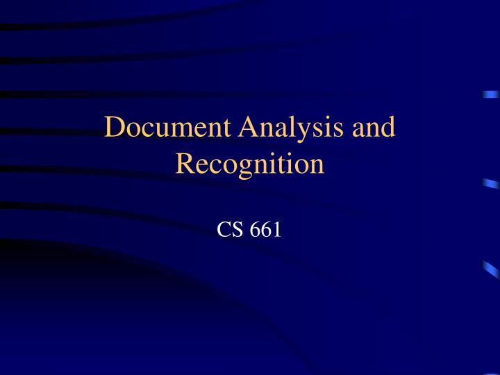 document analysis and recognition
