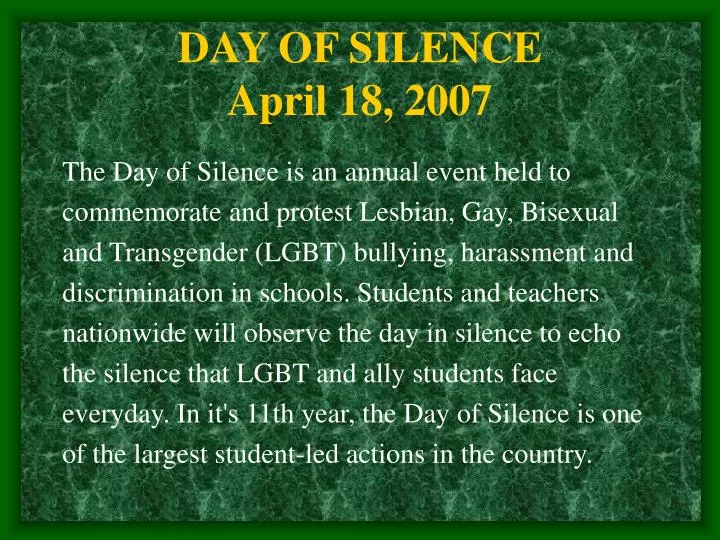 day of silence april 18 2007