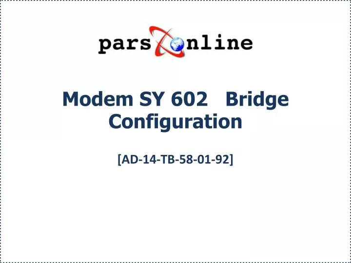 modem sy 602 bridge configuration