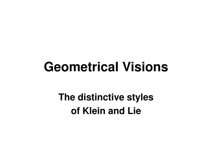 the distinctive styles of klein and lie