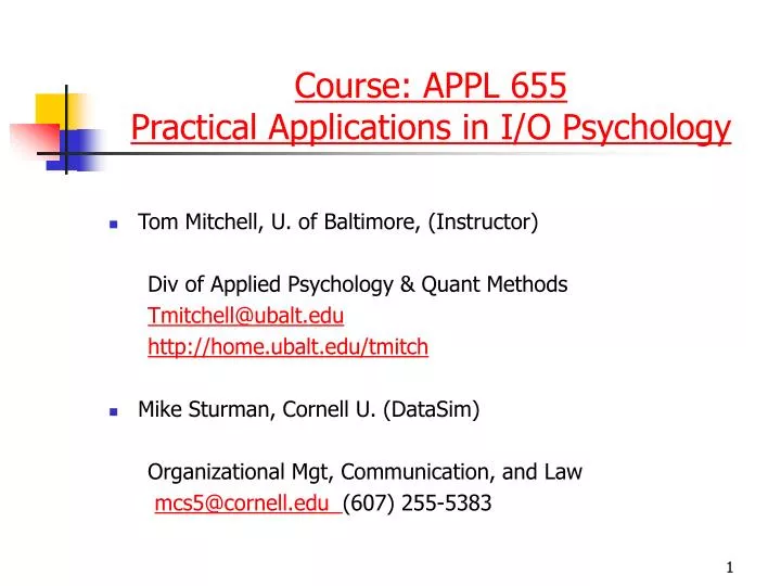 course appl 655 practical applications in i o psychology