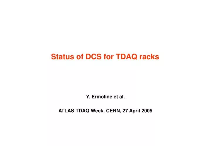 status of dcs for tdaq racks
