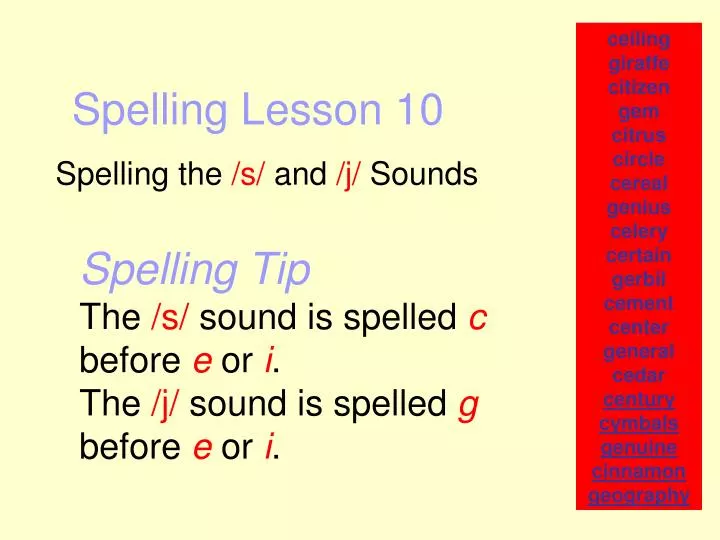 spelling lesson 10