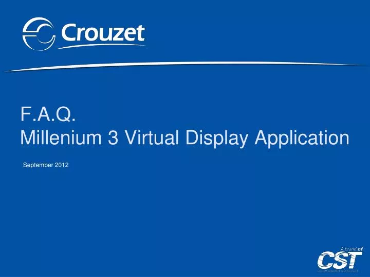 f a q millenium 3 virtual display application