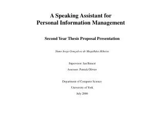A Speaking Assistant for Personal Information Management