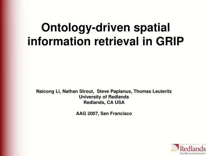 ontology driven spatial information retrieval in grip