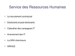 service des ressources humaines