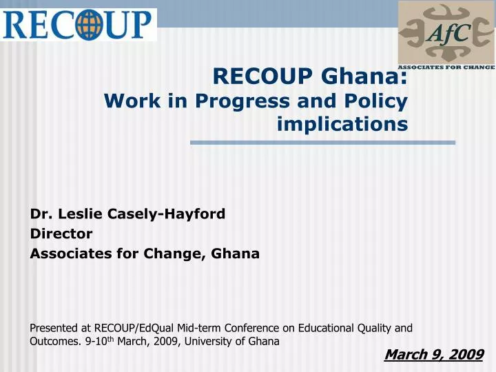 recoup ghana work in progress and policy implications