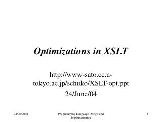 Optimizations in XSLT