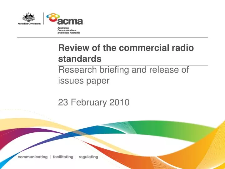 review of the commercial radio standards