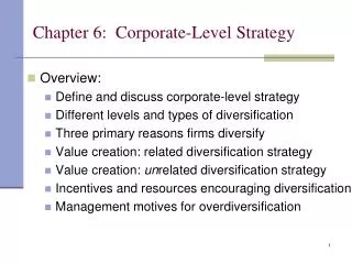 Chapter 6: Corporate-Level Strategy