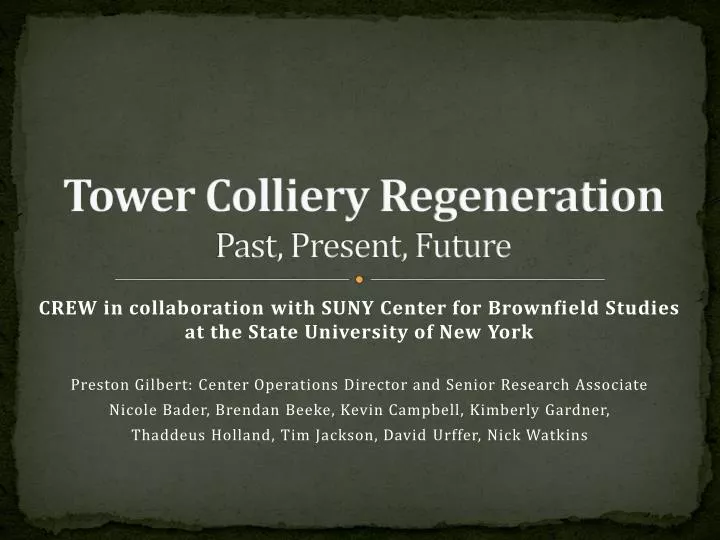 tower colliery regeneration past present future