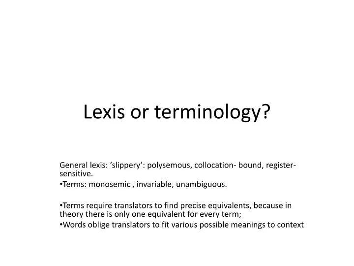 lexis or terminology