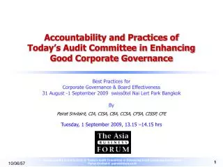 accountability and practices of today s audit committee in enhancing good corporate governance