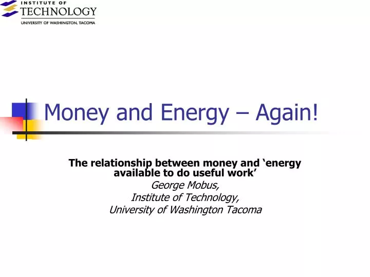 money and energy again
