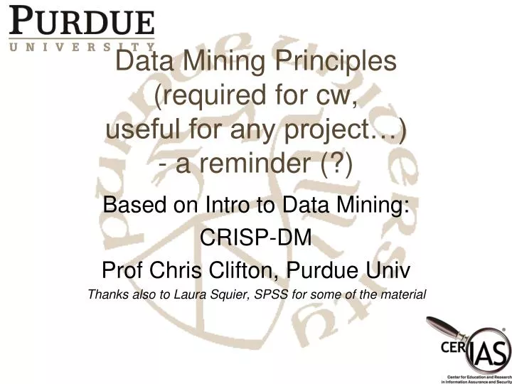 data mining principles required for cw useful for any project a reminder