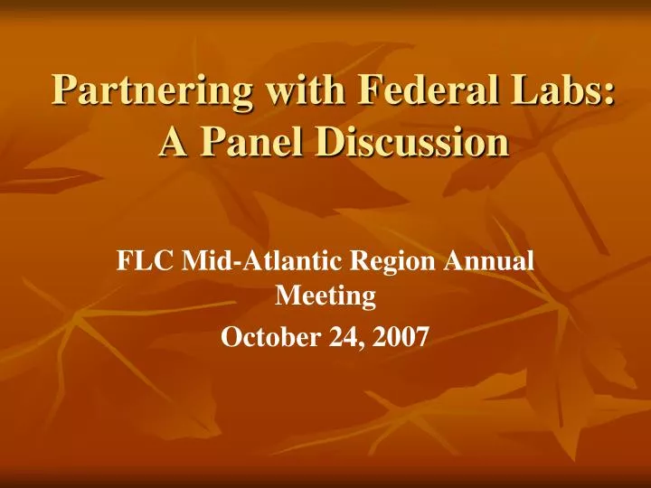 partnering with federal labs a panel discussion