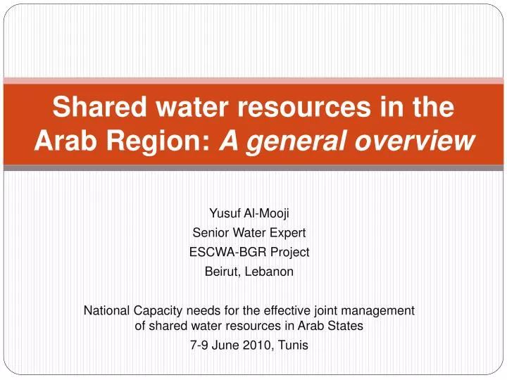 shared water resources in the arab region a general overview