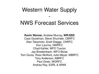 Western Water Supply - NWS Forecast Services