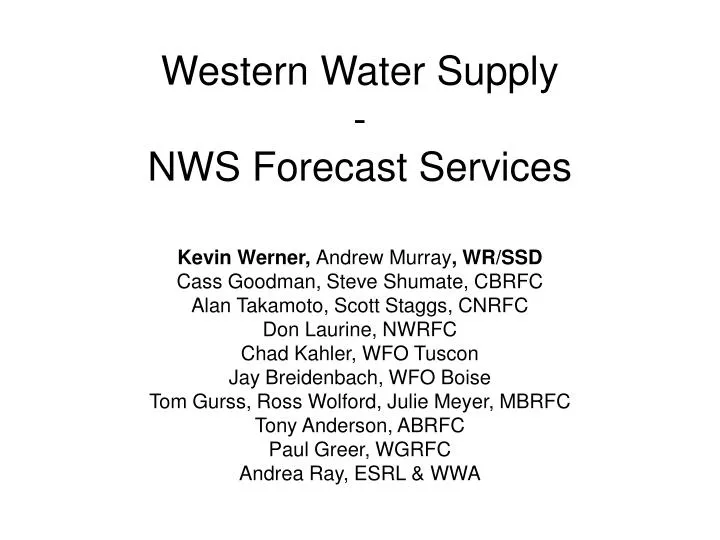 western water supply nws forecast services