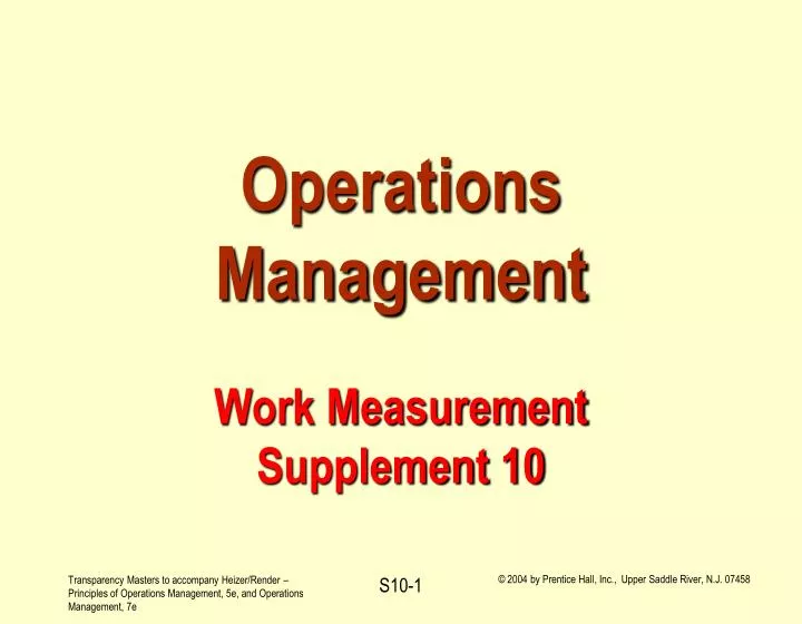 operations management work measurement supplement 10