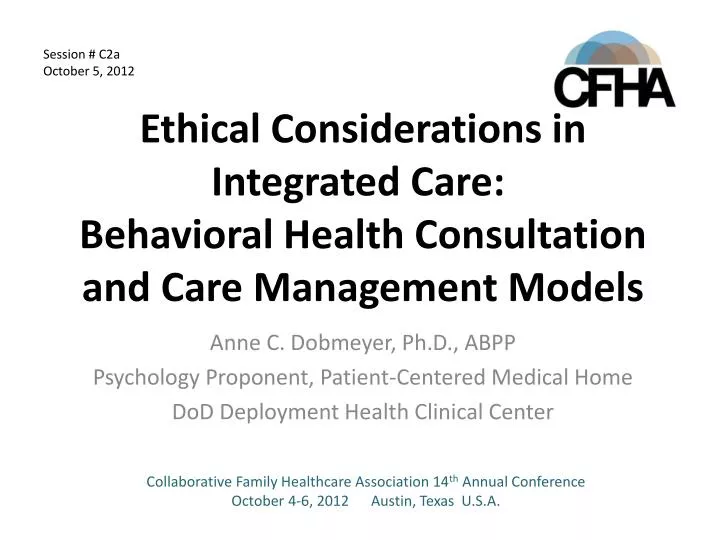 ethical considerations in integrated care behavioral health consultation and care management models