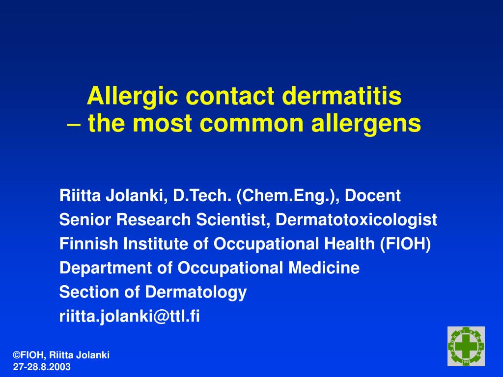 PPT - Allergic contact dermatitis the most common allergens PowerPoint ...
