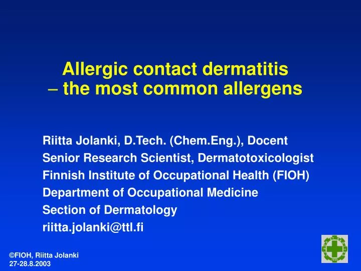 allergic contact dermatitis the most common allergens