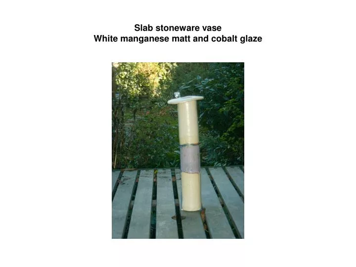 slab stoneware vase white manganese matt and cobalt glaze